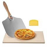 VEVOR Pizzastein Backstein 508 x 355 mm, rechteckiger Cordierit-Pizzastein, extra große Steinplatte mit Schaber & Schaufel, 1,5 cm dick, hitzebeständig, für Küchenofen Brotbacken Pizzabacken