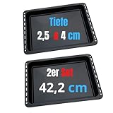 UNIQDEALZ 422x370x40 und 25 mm 2er Sparset AEG Electrolux mit 2 Backbleche Backblech Fettpfanne emailliert für Electrolux AEG Juno Zoppas Zanussi Teile Nr. 3531939233/353193921-7