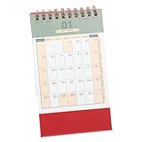 jojofuny Kleiner Tischkalender Stehender Desktop Kalender Delikater Monatsplaner für Büro Zuhause Schule Langlebiger Papierkalender zur Notizaufnahme und Terminplanung Weinrot Klein