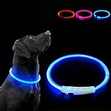 LED Leuchthalsband Hund Leuchthalsband für Hund USB Aufladbar Leuchtendes Hundehalsband Wasserdicht mit 3 Beleuchtungsmodi Halsband Hund mit Einstellbarer Länge für Kleine Große Katze
