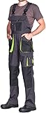MAZALAT work wear Arbeitshosen männer, Arbeitslatzhose Herren mit Kniepolstertaschen, Größen S-XXXL, Latzhose herren, Arbeitshose Latzhose arbeits Latzhose Qualitat Schwarz/Grün 56