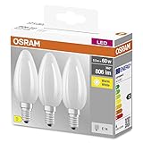 Osram Star Filament-Lampe für E14-Sockel, mattes Glas,Warmweiß (2700K), 806 Lumen, Ersatz für herkömmliche 60W-Leuchtmittel, nicht dimmbar, 3-er Pack