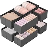 Lifewit 8 er Set Schubladen Organizer, Schrank Kleiderschrank Organizer Wickeltisch Schubladen Ordnungssystem für Garderobe Schlafzimmer für Kleidung, Kinderkleidung, Socken, Unterwäsche, Grau