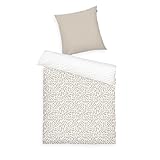 TOM TAILOR Renforcé-Bettwäsche, 80x80 + 135x200 cm, 100% Baumwolle/Renforcé, mit Wendemotiv und farbigem Reißverschluss, ORGANIC LEAVES Beige, Weiß (Sunny Sand)