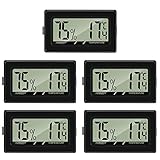 Thlevel Luftfeuchtigkeitsmesser Thermometer Hygrometer Mini Digital Temperatur Zimmerthermometer für Innen Büro Wohnzimmer 5 Stücke