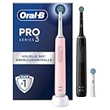 Oral-B Pro Series 3 Elektrische Zahnbürste Doppelpack — Electric Toothbrush, Inkl. 3 Aufsteckbürsten, 3 Putzmodi für Zahnpflege — Designed by Braun, Schwarz/Rosa