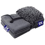 5 Stück Autopflege Set mit 3er 600GSM Mikrofasertücher Auto & 2er Mikrofaser Waschhandschuh Auto, 100% Kratzfrei Autoreinigungsset, Waschlappen Super saugfähig (40 x 30 cm)