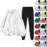 Generisch Jogginganzug Damen Set Trainingsanzug Herbst/Winter Fleece Warme Sportanzug Kapuzenpullover Und Schwarz Jogginghose 2 Teilig Outfit Outdoor Casual Loungewear Weichem Freizeitanzug