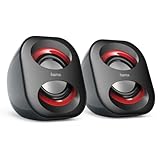 Hama PC Lautsprecher Sonic Mobil 183 (USB 3.0, 3,5 Mm Klinke, 3 W, Aktive Boxen Für Computer, Laptop, Notebook, Smartphone, Tablet) Schwarz/rot