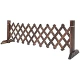 ifundom Ausziehbarer Holzzaun Gartenspalier 0,35m Hoch Bambusspalier mit Fuß für Garten Terrasse Balkon Erweiterbarer Sichtschutz und Rankhilfe für Kletterpflanzen