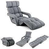 COSTWAY Relaxliege 5-Fach einstellbar, Bodensessel Klappbar, Relaxsessel mit Armlehne Rückenlehne, Bodenliege für Gaming & Schlafen & Lesen