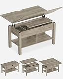 KIMENICH Couchtisch Höhenverstellbar, 3-in-1-Multifunktions-Wohnzimmertisch mit Versteckter Aufbewahrung, Kaffeetisch, Der Couchtisch lässt Sich in einen Esszimmertische für Wohnzimmer (Grau)
