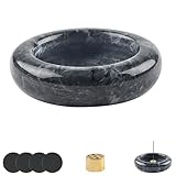 UYUYong Marmor-Räuchergefäß mit 9 Löchern Incense Burner Holder Räucherstäbchenhalter Modern mit Räucherstäbchenhalter Anti-Rutschmatte Runde Räucherstäbchenbrenner für Meditation Verschmieren Yoga