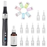 Einstellbarer Microneedling Dermapen - Derma pen 0-2.5mm,Micronadeln Pen,Derma roller, Und 30ml Vitamin C Serum, Serum mit 20% Vitamin C (Inkl.12 köpfe Patronen)
