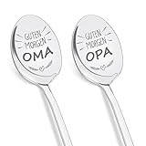 Tulolvae Oma und Opa Geschenk, 2 Stück Kaffeelöffel mit Gravur für Beste Oma und Opa zum Geburtstag Ostern, Geburtstagsgeschenk Weihnachtsgeschenke Ostergeschenke für Oma und Opa 19 CM