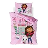 MTOnlinehandel Gabby Dollhouse Bettwäsche 100x135 40x60 Baumwolle · Babybettwäsche Kinderbettwäsche für Mädchen und Jungen Geschenk Set · Gabby's Dollhouse Mädchenbettwäsche