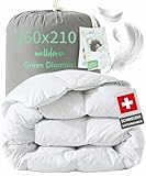 Welldora Komfort Bettdecke 160x210 | 100% Extraweiche Federn & Daunen | Fachärztlich geprüft, Oeko-Tex, Allergiker | RDS Zertifiziert für Tierwohl | Ganzjahres Federbett Daunendecke 160x210