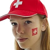5 x Schweiz Tattoo Fan Fahnen Set - EM 2024 - Switzerland temporary tattoo Flag (5)