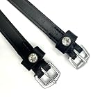 Equine Smile ES4010 Sporenreimen mit Strass Kristall aus Leder für Sporen Ersatzriemen Zubehör Pferdespornriemen Reitsporenriemen Fixierung von Reitsporen (Schwarz Leder/Weiße Strasssteine)