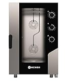 HENDI Kombidämpfer, Control, für 11x GN1/1 Bleche, mit 2 reversiblen Lüfter, Temperaturbereich: bis 270°C, Heißluft- mit Dampf-Backofen, Dampfgarer, 400V/15,4kW, 730x855x(H)1130mm, Edelstahl