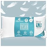 Sandaro Home Kissen 40x80 Daunen-Federnkissen 3 Kammern (750gramm)- Öko-Tex Zertifiziert | Kopfkissen 40x80 100% Naturprodukt in reinem Baumwollbezug, Ultra Comfort Sleeping Pillow