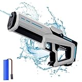 Wasserpistole Elektrisch,Wasserpistole Erwachsene und Kind,Electric Water Gun Automatic,300ML 2 in 1 Elektrisch Wasserspritzpistole mit Externe Wasserflasche verfügbar,für Pool,Garten,Strand (Weiß)