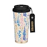 linqin Reise-Kaffeebecher mit Deckel, Edelstahl, isolierter Autobecher für heiße und kalte Getränke, ca. 500 ml, auslaufsicher