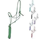Majestic Ally 1/4 Zoll Seil 4 Knoten steif Polyester Trainingshalfter mit 3,4 m passendem Führstrick für Pferde – Voll (Jägergrün, Voll)