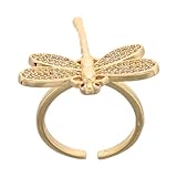 Veemoon Libellen Ring Ring Ringe Für Damen Silber Ringe Für Frauen Moderinge Für Damen Libellenring Goldringe Für Damen, Die Nicht Anlaufen Schmuck Libellen-geburtssteinring Kupfer Golden