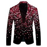 ZDSUHYIW Sakkos Für Herren Anzugsjacke Mit 3D-Pailletten Regular Fit Blazer Anzugjacke Sportlich Modern Einfarbig Arbeitsjacke Business Freizeit Smoking Mit Knöpfe Elegant Sommerjacke