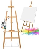Artina Staffelei Holz Groß - FSC® Kiefernholz 175cm Holzstaffelei - Feldstaffelei höhenverstellbar große & kleine Keilrahmen – Staffelei für Kinder & Erwachsene, Hochzeit, Leinwände, Easel – Tessin
