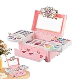 Schminktasche für Kinder | Kunstnägel und Lipgloss-Spiel mit Aufbewahrungsbox – Make-up-Set für Mädchen, zum Geburtstag, Weihnachtsgeschenk, Schönheitsspiel