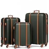 FERGÉ Kofferset 3 teilig Hartschale Milano Reisekoffer Trolley-Set (Handgepäck, L, XL) 3er Set Hartschalenkoffer Roll-Koffer 4 Rollen 100% ABS grün