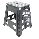 ZOLLNER Tritthocker faltbar - Klapphocker für Kinder und Erwachsene bis 120kg - Anti-Rutsch-Beschichtung - mit praktischem Tragegriff - extrem leicht - 39 cm hoch - Kunststoff - anthrazit