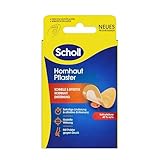 Scholl Hornhaut-Pflaster zur Entfernung von Hornhaut an den Füßen, 4 Wirkstoffpflaster und 4 Druckschutzpflaster - lindert sofort den Schmerz und beseitigt Hornhaut – dermatologisch getestet, Weiß