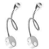 ledmo Leselampe Wandmontage LED Bett Leseleuchte 3W Bettleuchte Schwanenhals Lampe warmweiß 2Pack Hell Nachtbeleuchtung Leselicht für Schlafzimmer