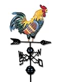 schnellelieferung - Wetterhahn - Windspiel Hahn auf Windrad, Metall, Handgefertigt, wetter- und frostbeständig, Metallic, Garten/Deko