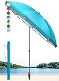 4smile Sonnenschirm Strand SunnyJoy, Türkis - UPF 50+ Strandschirm Ø 180 cm, sicherer Sonnenschutz Strand, Strandschirm windfest stabil - Sonnenschirm mit Schutzhülle