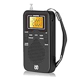 JUFUM Tragbares Radio Mini AM FM Wetterradio Taschenradio LCD-Bildschirm Digitaler -Radio-Player