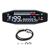 KAOLALI Upgraded Universal Motorrad Tachometer, Wasserdicht Digital Tachometer 12000 RPM für Motorrad Ölanzeige Dual Odometer Tachoanzeige
