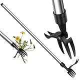OFFCUP Unkrautstecher, Stand Up Weeder 100cm, Unkrautentfernung Werkzeug Unkrautjäter Stehendes Unkrautstecher Wurzelentferner mit 4 Krallenund und Fußpedal, Gartengerät für zu Hause