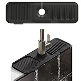 Jastown Silikon Wasserhahn Matte | 45x14cm Silikon Abtropfmatte für 3.5-6cm Wasserhähne | wasserhahn Spritzschutz für Küche | Kitchen Sink Splash Guard | Wasserfänger Matte waschbecken matte (schwarz)