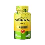 Orzax Vitamin D3 2000 I.E – 360 Weichkapseln – für Immunsystem, Muskeln und Knochen - Hochdosiert & naturbelassen Ohne Zusätze, laborgeprüft