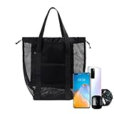 Générique Mesh Beach Bag, Large Lightweight Grocery Storage Beach Tote Organizer, Geräumig Breathable Swim Pool Carrier, für Towels, Sonnenscreen, Spielzeug, Kleidung, Reisen, Picknick, Urlaub
