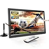 DESOBRY Camping TV 15,6 Zoll Tragbarer Fernseher mit 3000mAh Akku, DVB-T2 HD Tuner, Full HD 1080P, HDMI/USB/AV Eingang - Outdoor TV für Wohnmobil, Garten,