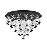 EGLO LED Deckenlampe Pianopoli 2, edle Kristall Deckenleuchte, 43-flammige Wohnzimmerlampe Decke aus Metall in Schwarz mit Blüten aus Glas, warmweiß, Ø 78 cm