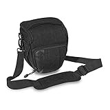 Pedea Kameratasche Fashion für Spiegelreflex DSLR SLR Spiegelreflexkamera Fototasche für DLSM Systemkamera mit Regenschutzhülle für Zubehör und Objektive, Gr. M schwarz