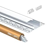 ‌2M Aluminum Profile for LED Strips‌ with White PC Cover & Accessories - ‌Heat Dissipation‌, ‌Embedded Design‌, ‌DIY Cut-to-Size‌ LED Channel System (12×2Meter)