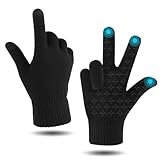 Handschuhe Herren und Damen, Touchscreen Handschuhe, Schwarze Strickhandschuhe Winterhandschuhe für Telefonieren, Autofahren und Outdoor-Aktivitäten mit flexiblem, elastischem Bündchen rutschfeste