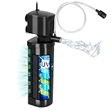 Tararium Aquarium Filter mit 5W U-V-Licht – Tauchpumpe für klares Wasser in Süßwasser-/Meerwasser- & Schildkröten-Aquarien (80-300 Liter, 750 L/h, Ultra-Leise)